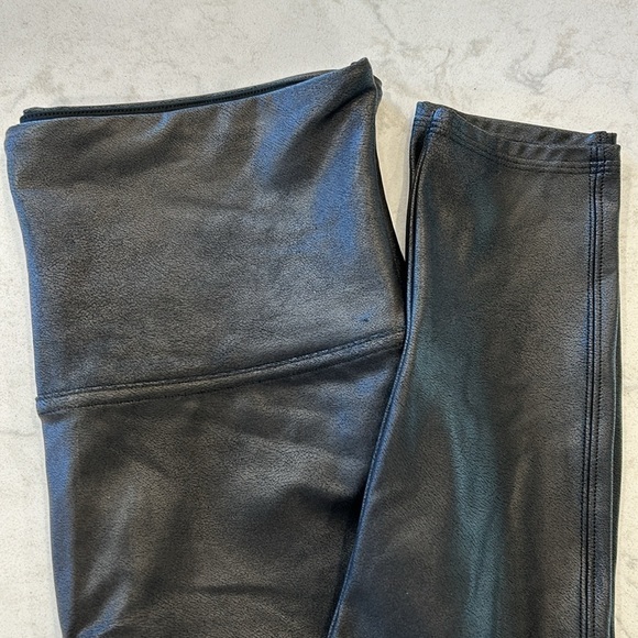 Spanx Faux Leather Shimmer Leggings High Waisted Black Large - Picture 10 of 16